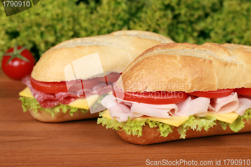 Image of Ham and salami sandwich