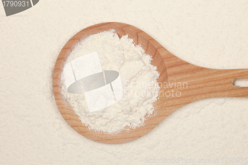 Image of Flour on a wooden spoon