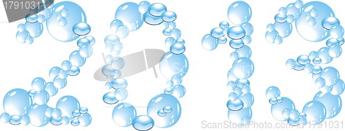 Image of water bubbles letters 2013 isolated on white  
