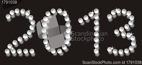 Image of pearl  letters 2013 isolated on black background 