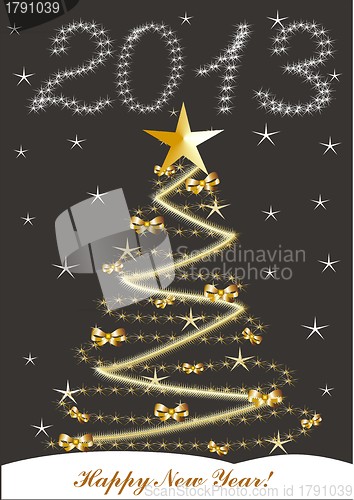 Image of christmas and new year card  with 2013 on a black background 