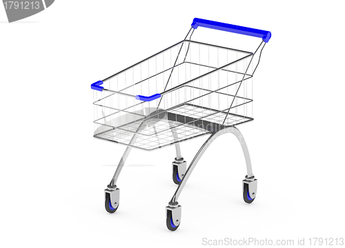 Image of Metal shopping trolley isolated on white