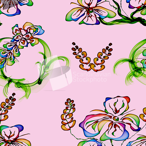 Image of Floral Stylish Wallpaper, Seamless Pattern