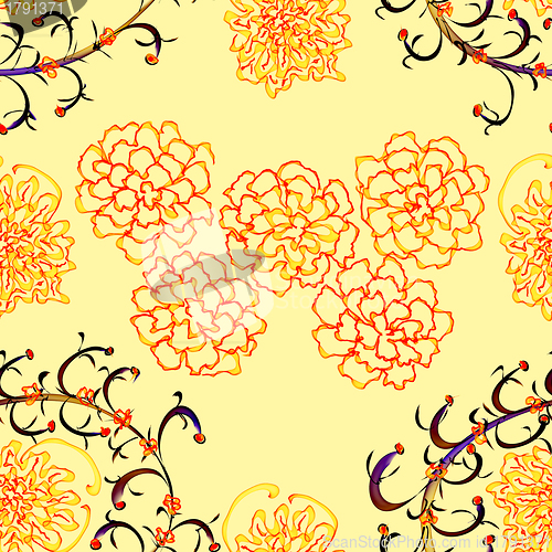 Image of Floral Stylish Wallpaper, Seamless Pattern