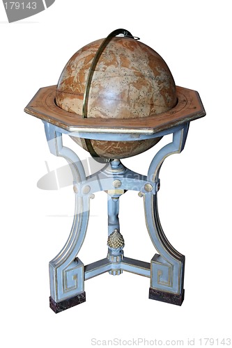 Image of Antique Earth Globe on white background