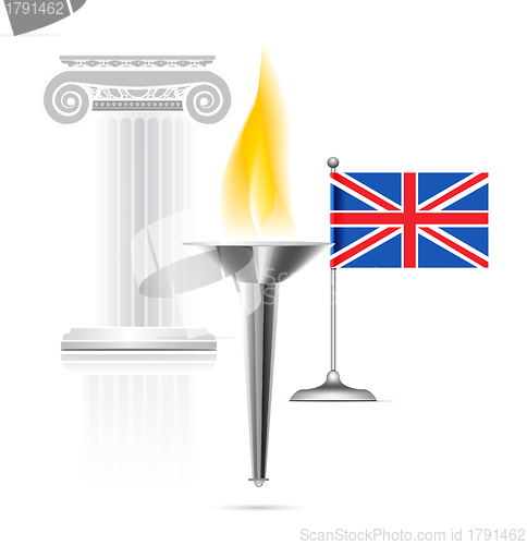 Image of England flag with torch