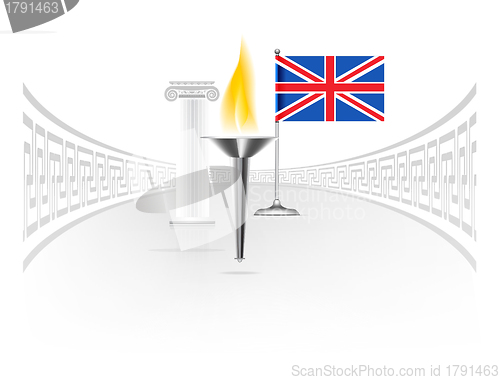 Image of England flag with torch