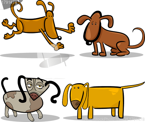 Image of cute cartoon dogs or puppies set
