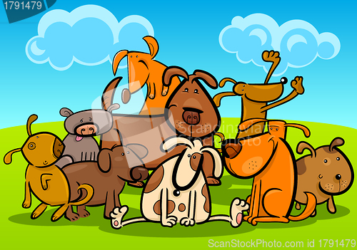 Image of Cartoon Group of Cute Dogs