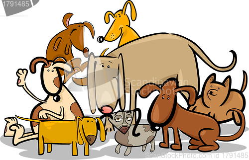 Image of Cartoon Group of Funny Dogs