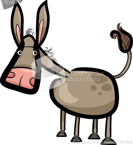Image of cartoon illustration of cute donkey