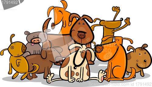 Image of Cartoon Group of Cute Dogs