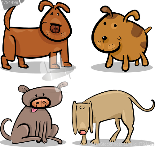 Image of cute cartoon dogs or puppies set