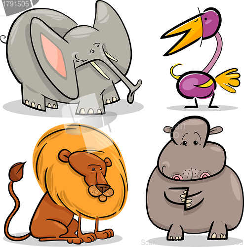 Image of cute cartoon african animals set