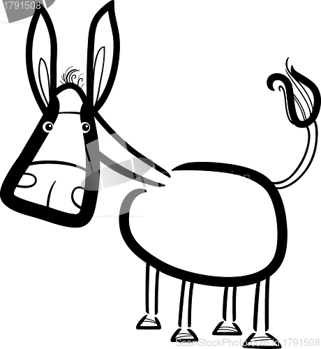 Image of cartoon cute donkey for coloring book