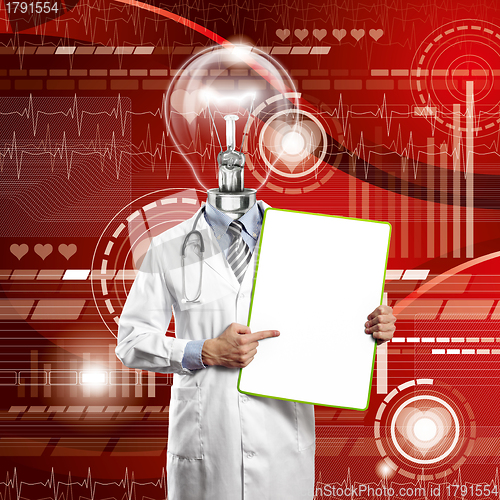 Image of Lamp Head Doctor Man With Empty Board