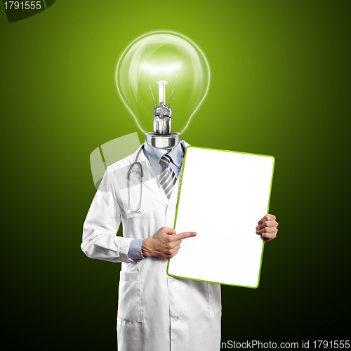 Image of Lamp Head Doctor Man With Empty Board