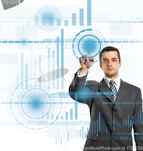 Image of Business Man Push the Button