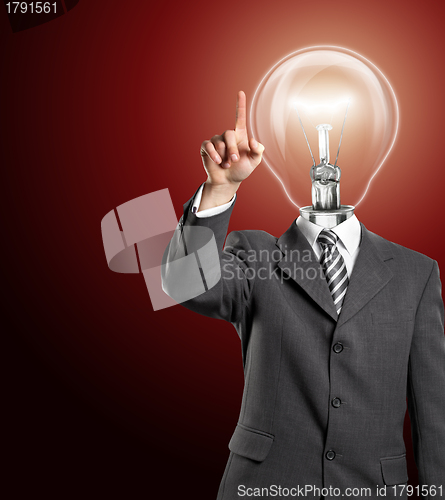 Image of Lamp Head Business Man Push the Button
