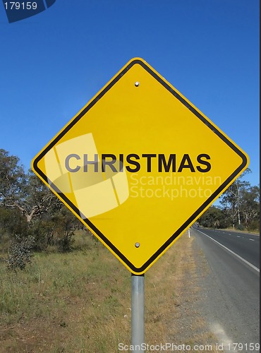 Image of Road sign "Caution, Christmas ahead"