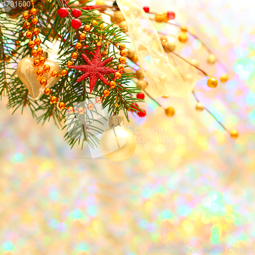 Image of Christmas background with blurred winter snow bokeh