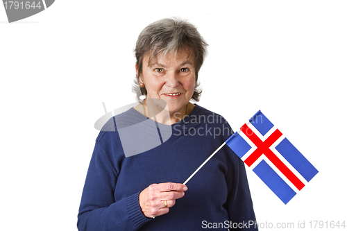 Image of Female senior with english flag 