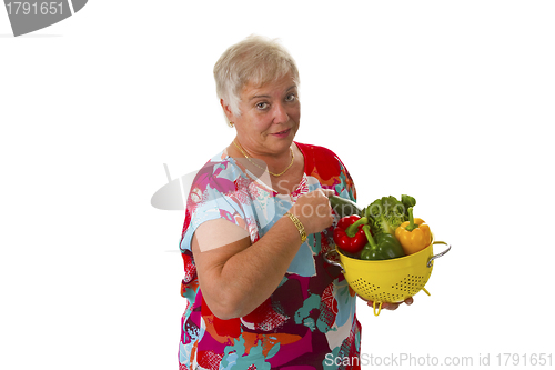 Image of Female with fresh vegetables