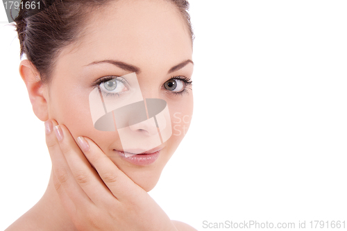 Image of beautiful young smiling woman with healthy skin 