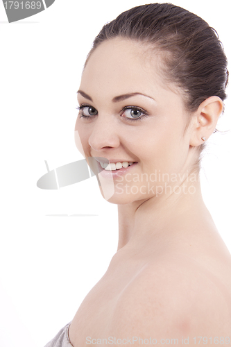 Image of beautiful young smiling woman with healthy skin 