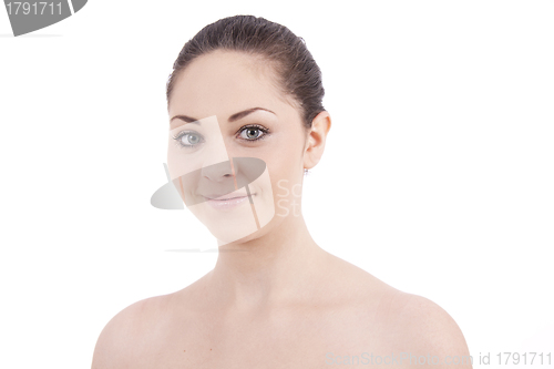 Image of beautiful young smiling woman with healthy skin 