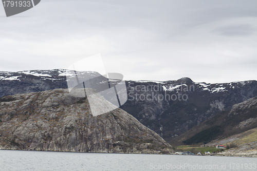 Image of landscape in norway - coastline in fjord