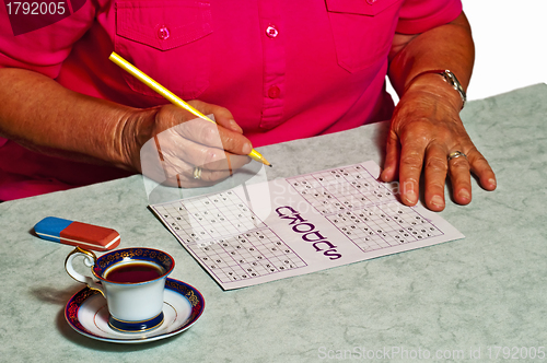 Image of pensioner with sudoku