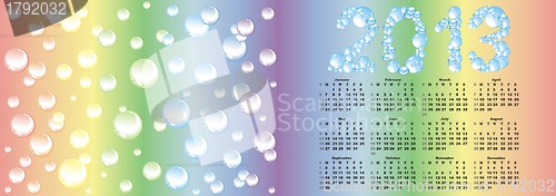 Image of vector calendar 2013  on rainbow bubble background   