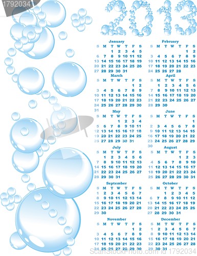 Image of vector calendar 2013  on blue bubble background     