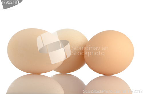 Image of Three eggs on white 