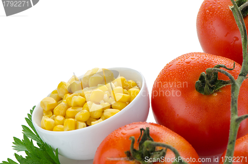 Image of Corn grains on bowl