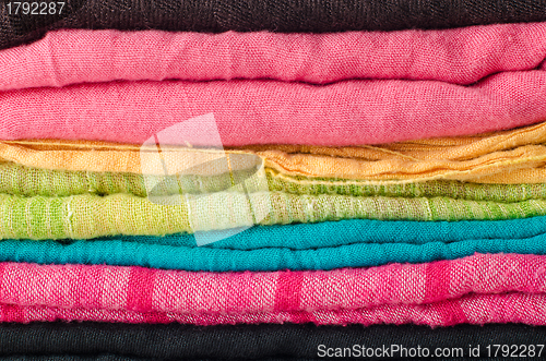 Image of Pile of colorful scarves