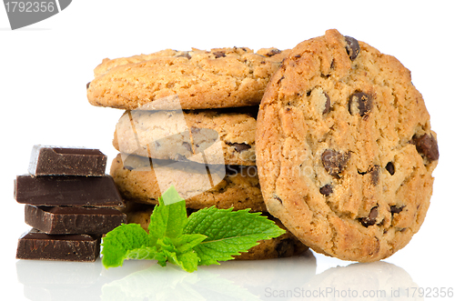 Image of Chocolate chip cookies with chocolate parts