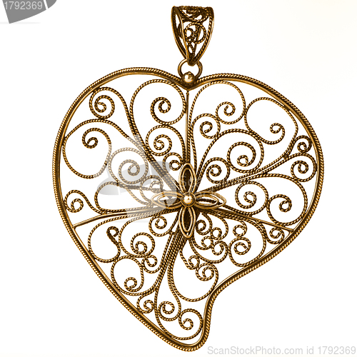 Image of Golden heart shaped ornament 