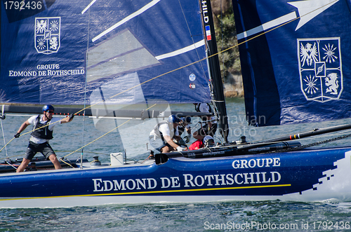 Image of Groupe Edmond de Rothschild compete in the Extreme Sailing Serie