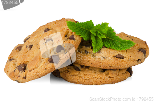 Image of Chocolate cookies with mint leaves