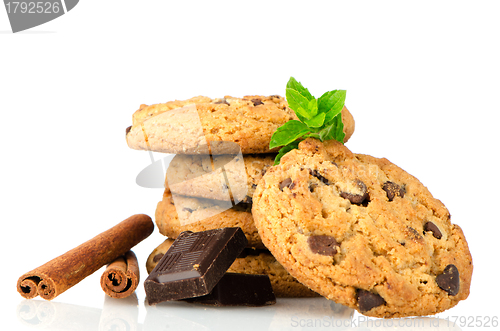 Image of Chocolate chip cookies with chocolate parts