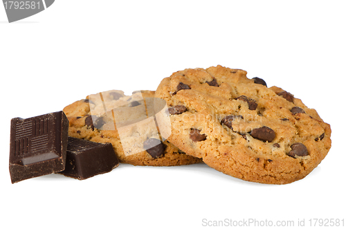 Image of Chocolate chip cookies with chocolate parts