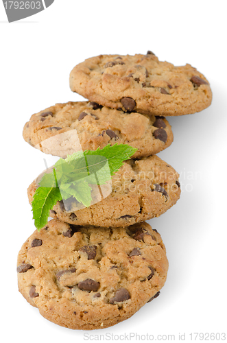 Image of Chocolate cookies with mint leaves
