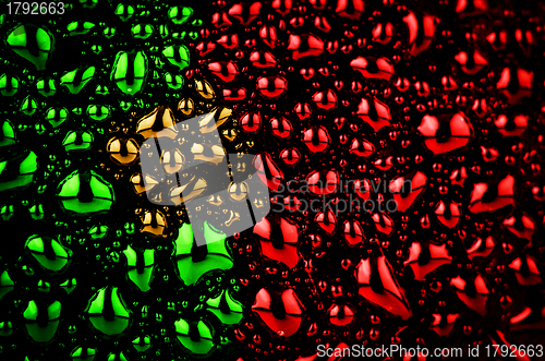 Image of Portuguese flag made of water drops