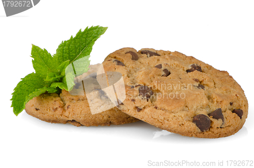 Image of Chocolate cookies with mint leaves