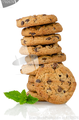 Image of Chocolate cookies with mint leaves