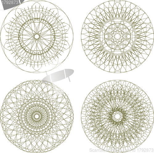 Image of Set of vector guilloche element for certificate, money design