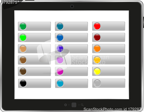 Image of Tablet PC with abstract background and icons