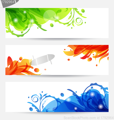 Image of Set brochure templates with flower frames